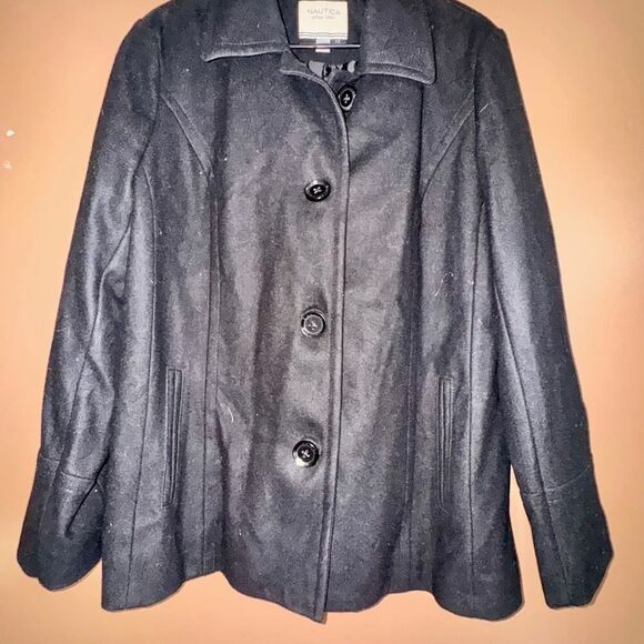 Nautica Women's Pea Coat Outerwear Wool Blend Jacket in Black - Size XL - Picture 5 of 7